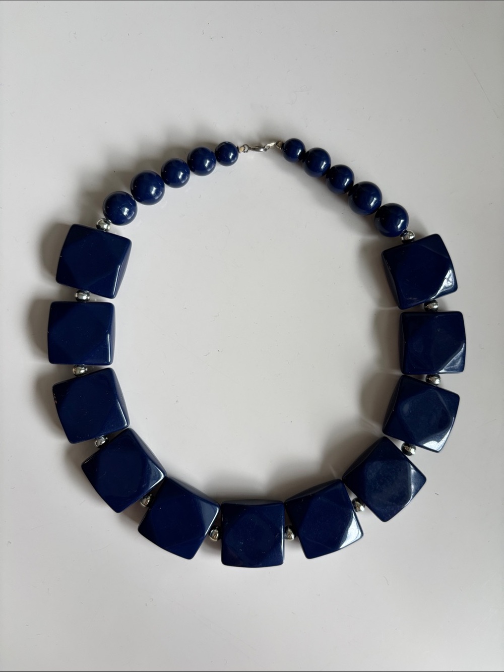 Navy Geometric Bead Choker- Unbranded